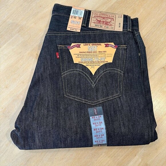Vintage 90s 501 XX Levis Shrink To Fit Deadstock Raw Jeans 40x34 NWT Made in USA - Picture 2 of 14
